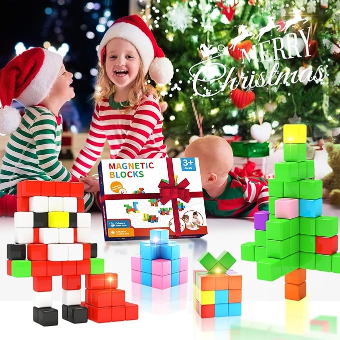 40pcs Magnetic Blocks -Ideal Gifts for 3 4 5 6 Year Old,STEM Learning Toys for 3-5 Year Old Boys & Girls, Safe & Strong Building Blocks with ASMR Sounds,Classroom Must Haves