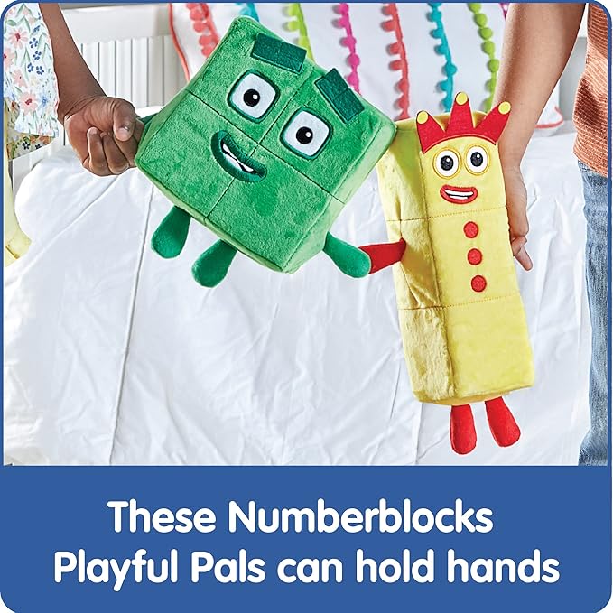 hand2mind Numberblocks Three & Four Playful Pals, Plush Figure Toys, Numbers for Toddlers, Preschool Math Learning Toys, Stuffed Animal Plushies, Counting Blocks, Soft Stuffies, Kids Birthday Gifts