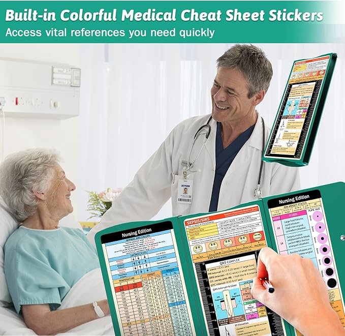 Nursing Clipboard Foldable Clipboard Medical: Edition Cheat Sheets Aluminum 3 Layers Foldable Clipboards Nursing Pocket Size Profile Clip Nurse Clipboards Notepad for Nurses Students and Doctors