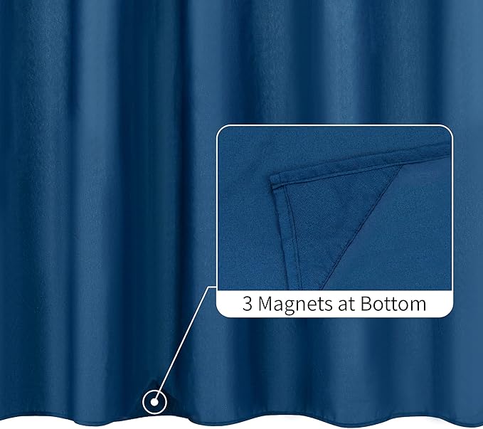 ALYVIA SPRING Waterproof Fabric Shower Curtain Liner - Soft & Light-Weight Cloth Shower Liner, 3 Bottom Magnets, Hotel Quality & Machine Washable - Standard Size 72x72, Navy Blue
