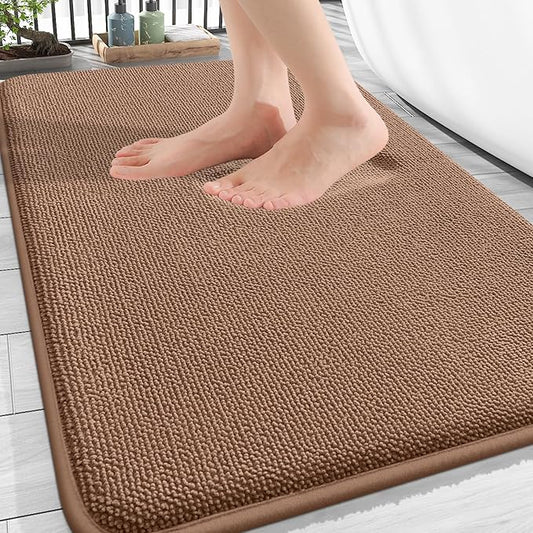 OLANLY Thick Memory Foam Bath Mat Rug 30x20, Extra Soft Absorbent Bathroom Rug, Quick Dry Bath Mats, Non-Slip, Machine Washable Carpet for Bathroom, Tub and Shower, Home Decor Accessories, Mocha