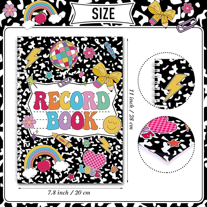 Fuyoooo Teacher Record Book Teacher Grade Book 2026-2027 Spiral Bound Composition Record Class Planner 2026 Gradebook Office Favors for Classroom Attendance Decoration Double Sided Color Printing