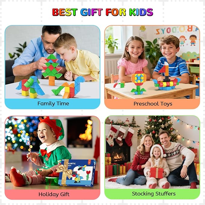 84pcs Magnetic Blocks,Toys for 3 Year Old Boys & Girls, Sensory Toys for Kids with Autism, STEM Preschool Montessori Toys for Toddlers 3-5, Christmas Toys Birthday Gifts for Grandkids