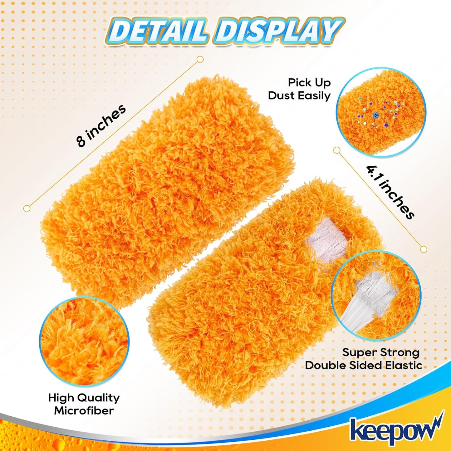 KEEPOW, 6-Pack Microfiber Reusable Refills Compitable with Hand Duster, 360 Degree Dry Microfiber for Cleaning Duster Heavy Duty Refills