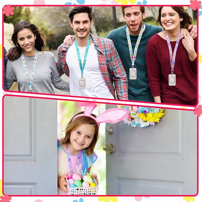 Marspark 14 Pcs Seasonal Holiday Lanyards for ID Badges Spring Easter Lanyards Floral Keychains Bulk Flower for Spring Seasonal Teacher Office Supplies