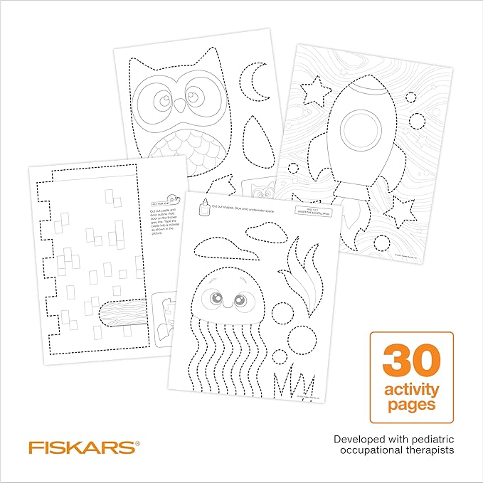Fiskars Cut & Create Activity Book with 5" Kids Scissors, Ages 4+