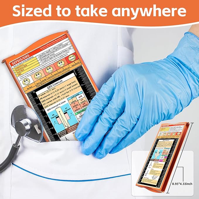 Nursing Clipboard Foldable Nurse Clipboard: Folding Clipboards with Nursing Edition Cheat Sheets Pocket Size Trifold Foldable Clip Board for Nurses School Students Orange