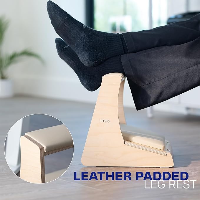 VIVO Under Desk Footrest with Hidden Storage Compartment for Shoes, Tilting Platform and Leg Rest with Thick Padding, Light Wood, STAND-FT03
