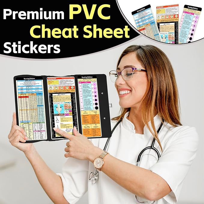 Nursing Clipboard Foldable Clipboard: Medical Nurse Clipboards with Nursing Cheat Sheets Aluminum 3 Layers Pocket Size Folding Clipboard Profile Clip for Nurses Students Doctors Black