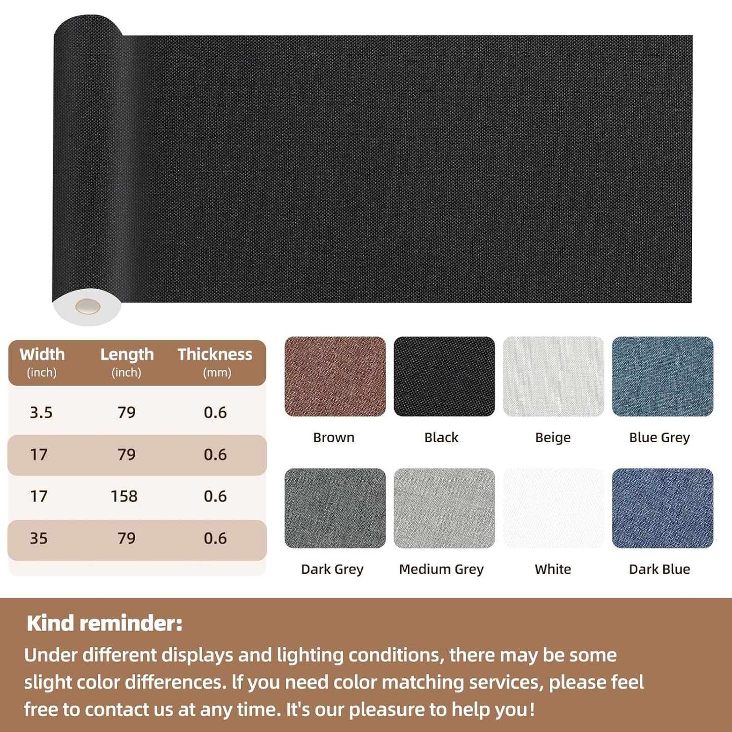 Fabric Repair Patch, 35X79 Inch Fabric Large Repair Tape, Self-Adhesive Patches for Furniture, Sofa, Car Interior, Shoes, Hand Bag, Clothing (Black, 35X79 Inch)