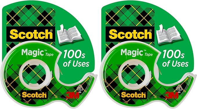 Scotch Magic Tape, 1 Roll, Numerous Applications, Invisible, Engineered for Repairing, 3/4 x 650 Inches, Dispensered (122) (Pack of 2)