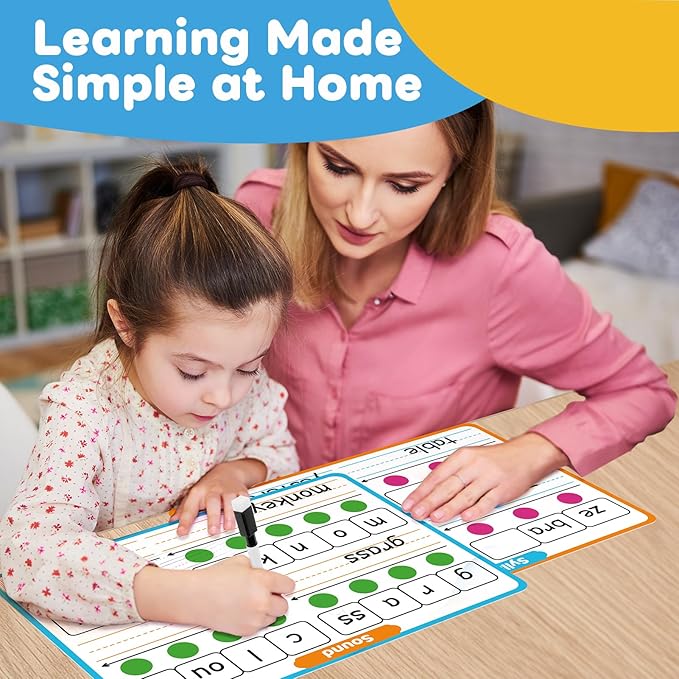 12 Packs Phonemic Awareness Dry Erase Board, Speech Therapy Material Dry Erase Phonics Games Flash Cards, Elkonin Boxes Science of Reading Spelling Manipulatives Classroom Materials Must Have