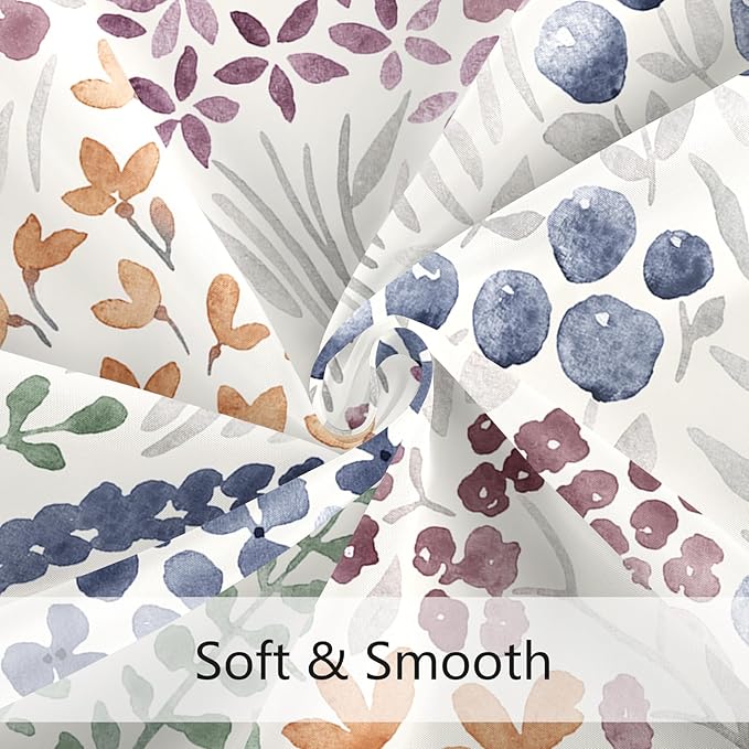 Cute Floral Shower Curtain, Mauve Boho Flower Fabric Shower Curtain, Funky Watercolor Wildflower Shower Curtain Set, Cottagecore Bohemian Bathroom Decor, 72x72
