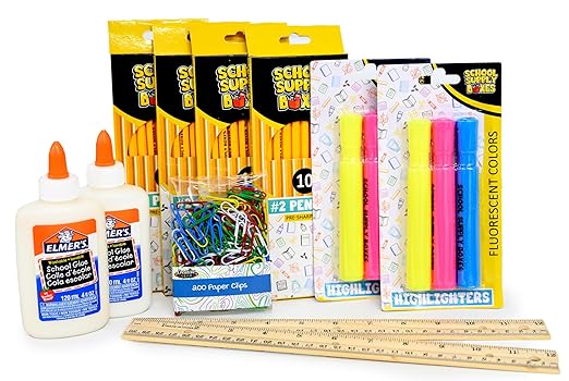 School Supply Boxes | Mega Bundle (1 Box) | Back to School Essentials Kit for Students & Teachers | Includes All of Your Back-to-School Needs for All Classes