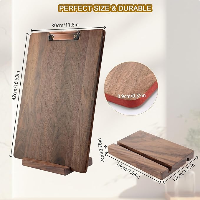 Walnut Wood Clipboard, Drawing Clip Board & Lap Easel, 16.5 x 11.8 inch, Legal Size Clipboards, Vertical Wood Lap Board for Sketching, Watercolor, Painting, Art Supplies and Landscape Working