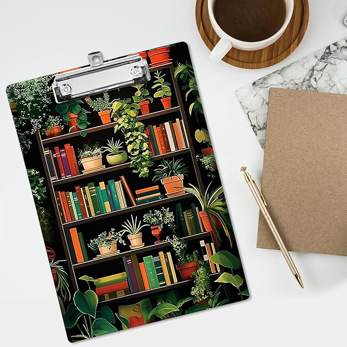 Plastic A4 Clipboards, Cute Fashion Clipboard Decorative, 12.2" x 8.7" Standard A4 Size Clipboards, Plastic Acrylic Clipboard for Teacher, Social Worker, Students,Women, Office Supplies(Plants)
