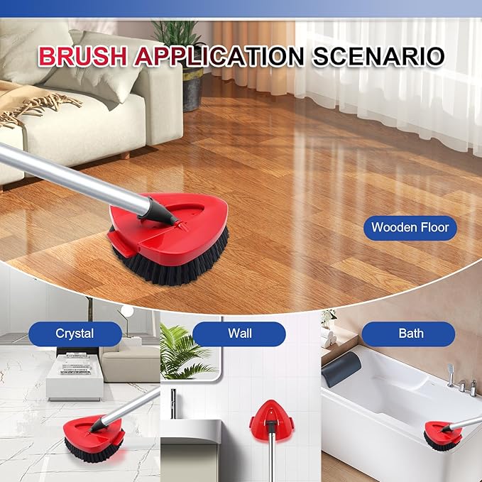 9 Pack Reusable Microfiber Mop Pads Compatible with O-Cedar EasyWring Triangle Mop,3 Elastic Mop Head 4 White Mop Replacement,One Scrub Brush & One Base for Deep Clean,Machine Washable Mop Refills