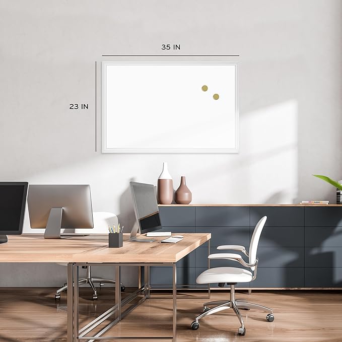 U Brands Magnetic Dry Erase Board White Board, 36" x 24", Silver Aluminum Frame, Includes Marker