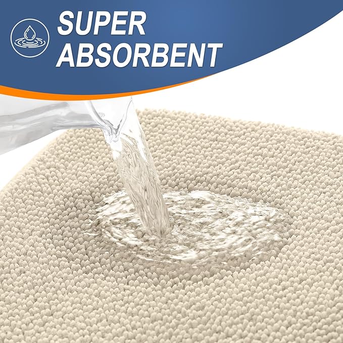 OLANLY Thick Memory Foam Bath Mat Rug 36x24, Extra Soft Absorbent Bathroom Rug, Quick Dry Bath Mats, Non-Slip, Machine Washable Carpet for Bathroom, Tub and Shower, Home Decor Accessories, Sand