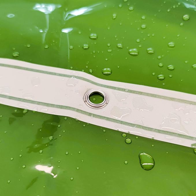 Barossa Design Clear Green Shower Curtain Liner - PEVA Heavy Duty Shower Liner with 6 Magnets and Metal Grommets, 72" x 72" Waterproof Bathroom Curtains - Clear Green