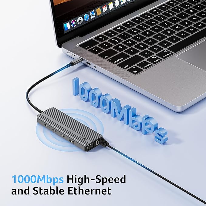 Acer 11 in 1 USB C HUB Multiport Adapter with 4K@60Hz HDMI, 2x10Gbps USB C, 2x5Gbps USB A, 100W PD Port, 1000Mbps Ethernet, 1080P VGA, SD/TF, Laptop Docking Station Dual Monitor for PC, Desktop