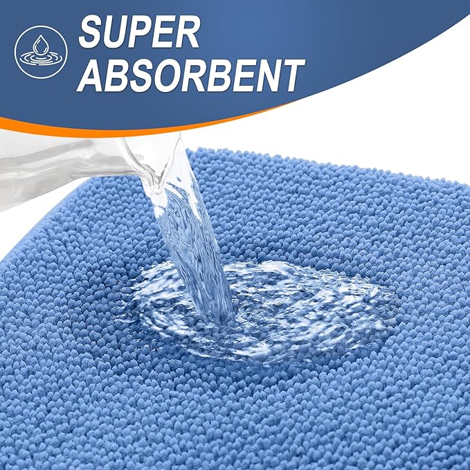 OLANLY Thick Memory Foam Bath Mat Rug 30x20, Extra Soft Absorbent Bathroom Rug, Quick Dry Bath Mat, Non-Slip, Machine Washable Carpet for Floor, Tub and Shower, Home Decor Accessories, Cornflower Blue