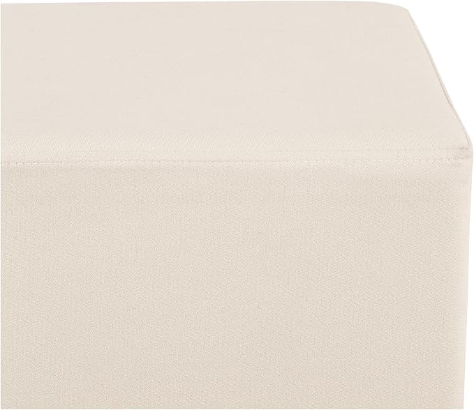 Seville Classics Cushioned Fabric Ottoman Hidden Storage Chest Footrest Chair, Padded Seat for Bedroom, Dorm, Loft, Living Room, Entryway, Hallway, Cork/Cream, 15" Cube