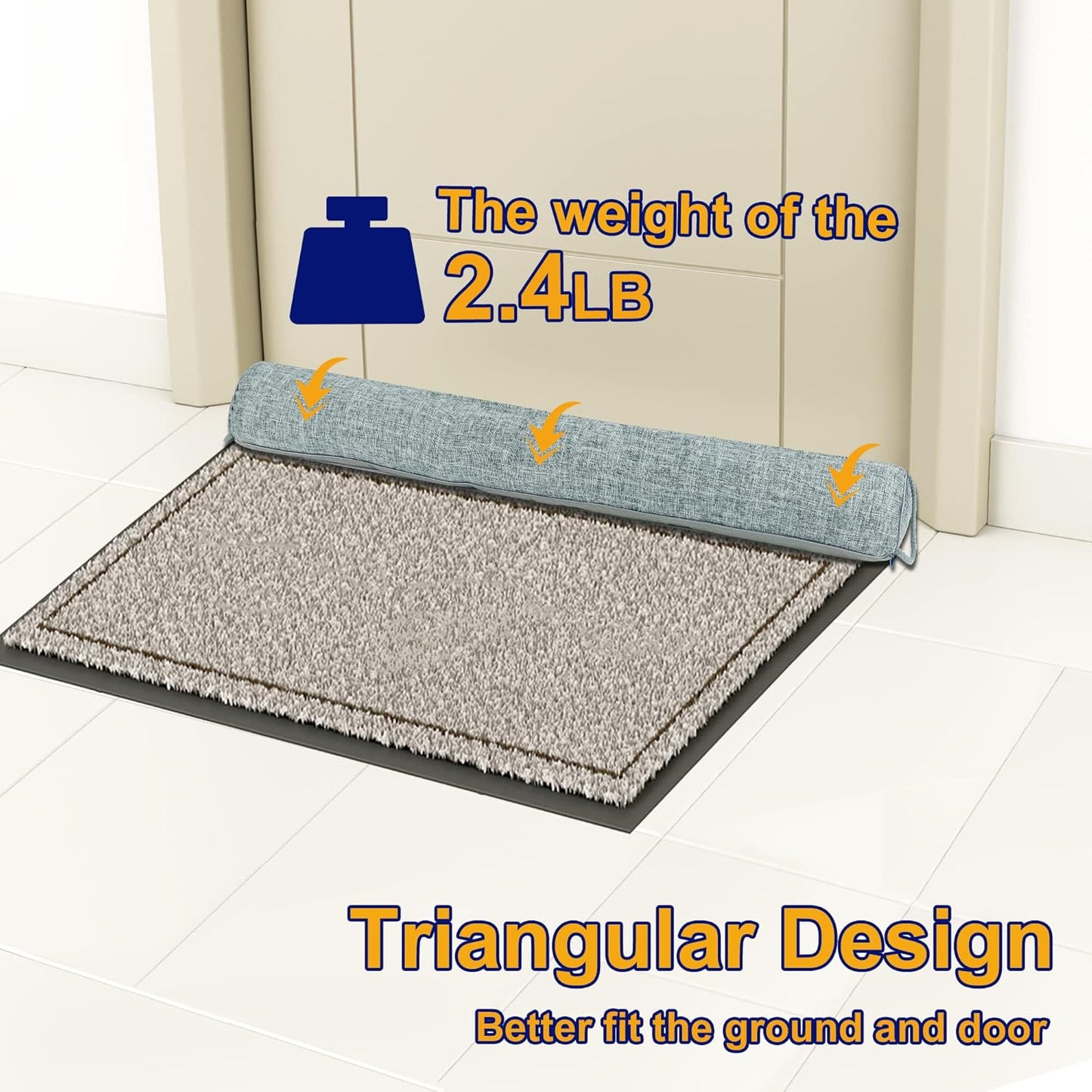 NABOWAN 38" Weighted Under Door Draft Stopper -Triangular Door Draft Blocker with Hook Loops for Easy Install, Save Energy, Home Room Essentials