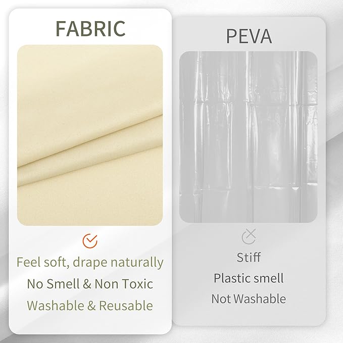 ALYVIA SPRING Extra Long Fabric Shower Curtain Liner Waterproof - 72" x 96", Soft & Lightweight X-Long Shower Curtain with 3 Magnets, Machine Washable - 72x96, Cream
