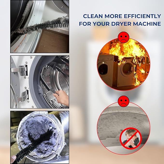 5PCS Crevice Gap Cleaning Brush & Dryer Lint Brush Vent Trap Cleaner - Refrigerator Condenser Coil Brush & Hard Bristle Cleaning Tool Kit for Household Use