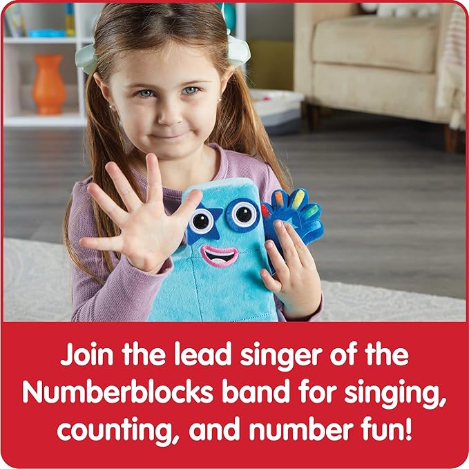 hand2mind Sing-Along Numberblock Five Plush – Officially Licensed Character Plushies, 12 Songs & Sounds from The TV Show, Light Up Soft Stuffies, for Kids Ages 2, 3, 4, 5, 6, 7