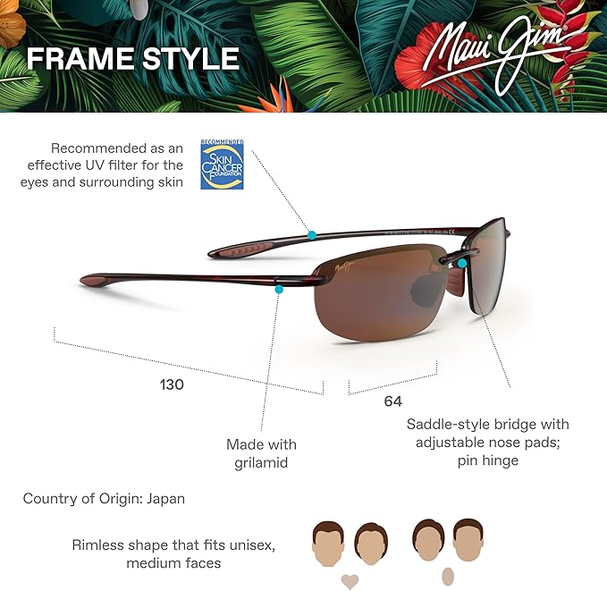 Maui Jim Polarized Men's and Women's Hookipa Rimless Reading Sunglasses