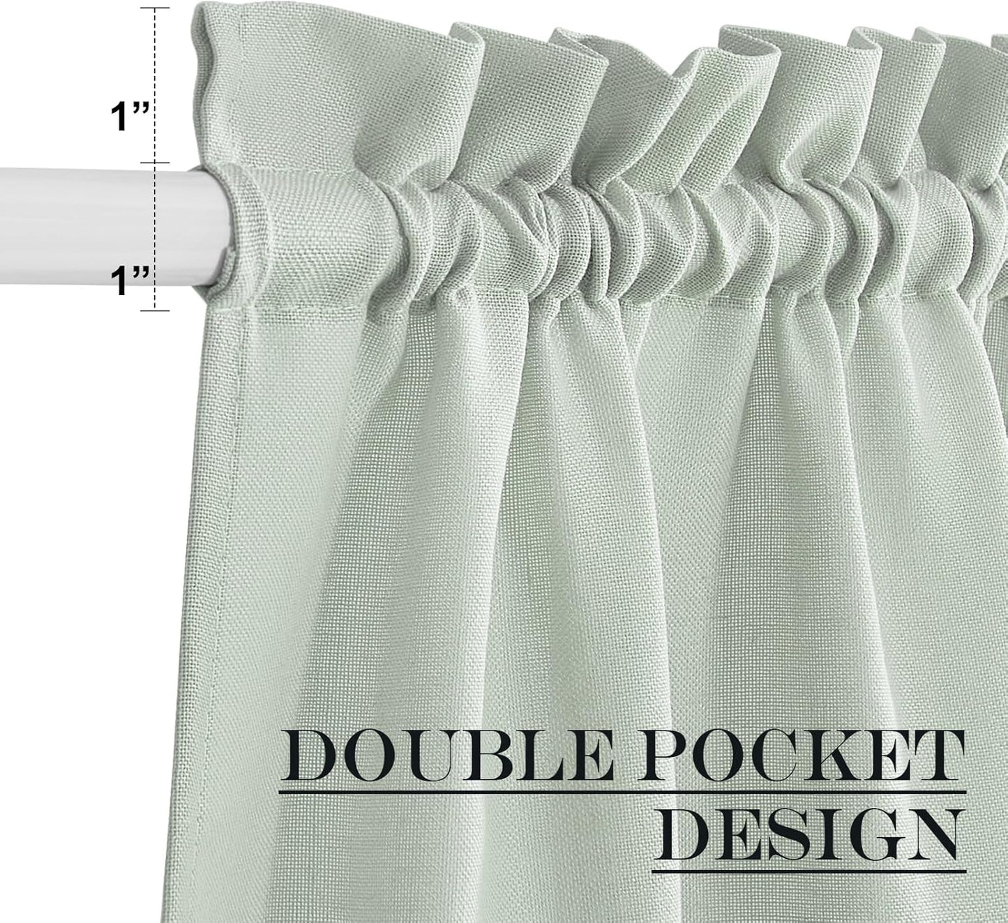 NICETOWN Linen French Door Privacy Light Reducing Door Curtain with Tieback Rod Pocket Sheer Curtain 1 Panel for Glass Feature Open Weave Textured Linen - 26" W x 72" L, Sage Green