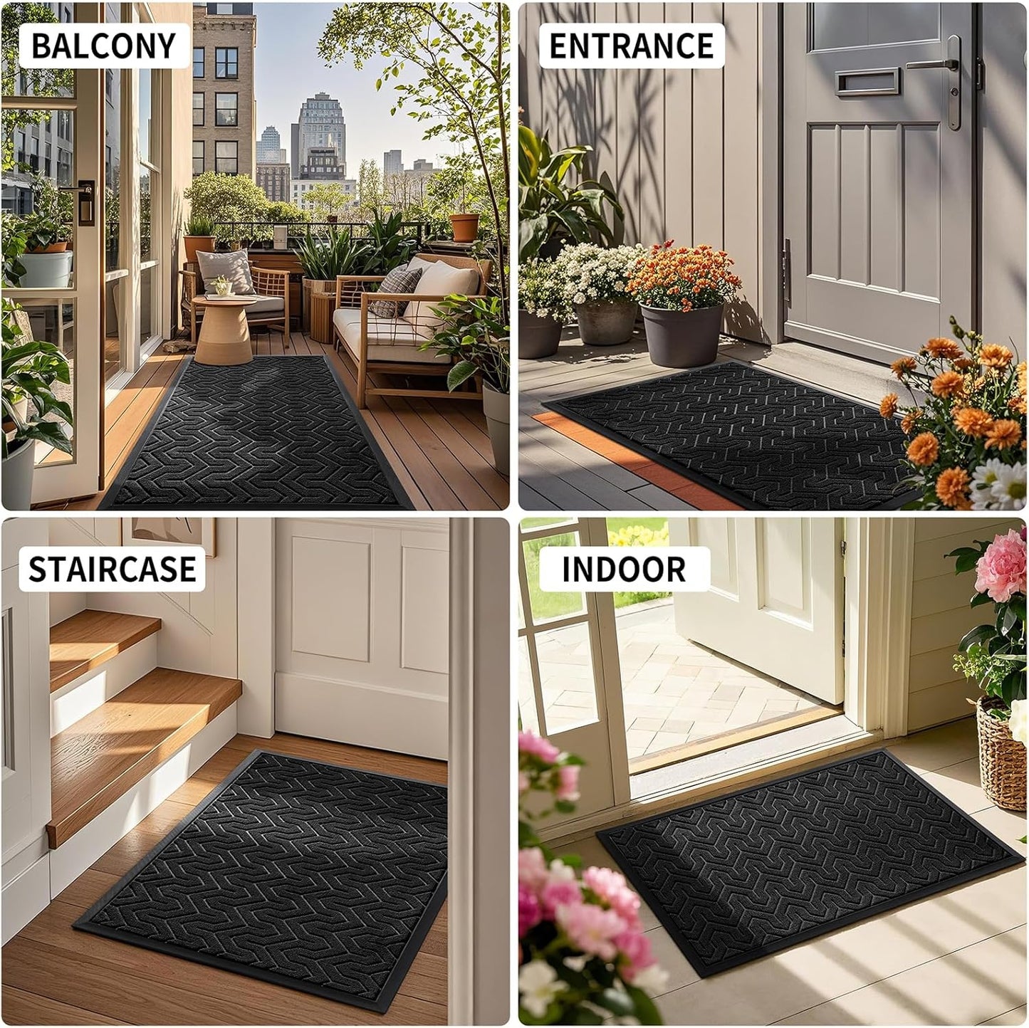 Yimobra Large Door Mat Outside Entrance 36x24, Waterproof Heavy Duty Outdoor Mats for Front Door, Non Slip Rubber Entry Mat for Garage Patio, Easy Clean, Black