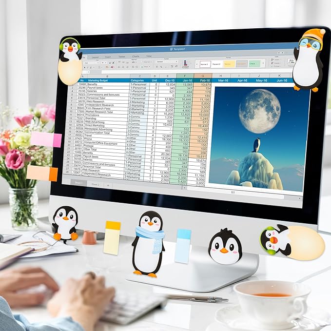 B1ykin Cute Sticky Notes Set - Winter Snowflake Penguin Shaped Self-Stick Notes Pad, 550 Sheets Writing Memo Pages Sticky Notepad for Teacher Appreciation Gifts, School Office Supplies (Penguin)