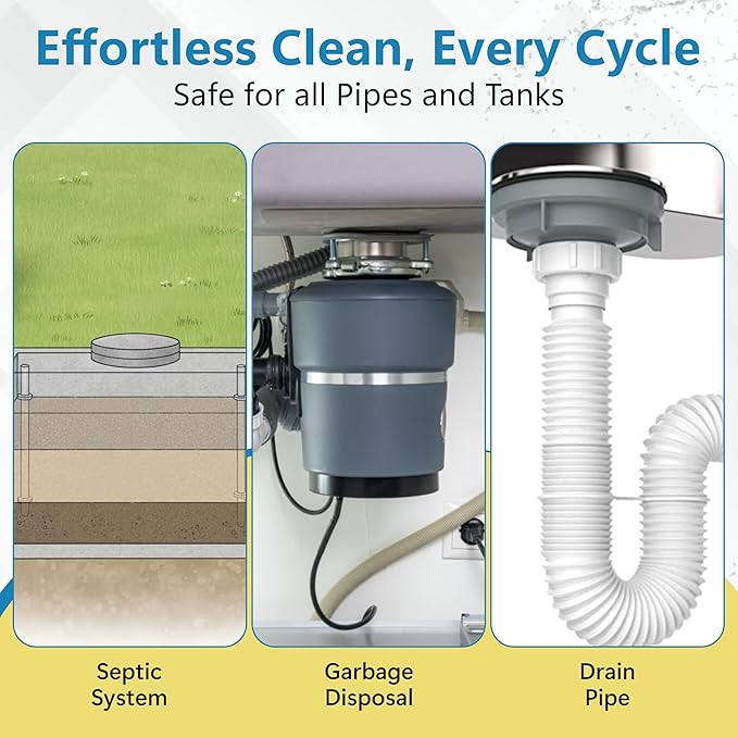 Garbage Disposal Cleaner Tablets - 24 Pack (1-Year Supply) Powerful Foaming Lemon Scented Kitchen Sink Freshener Drain & Pods Odor Eliminator and Deodorizer Septic Safe