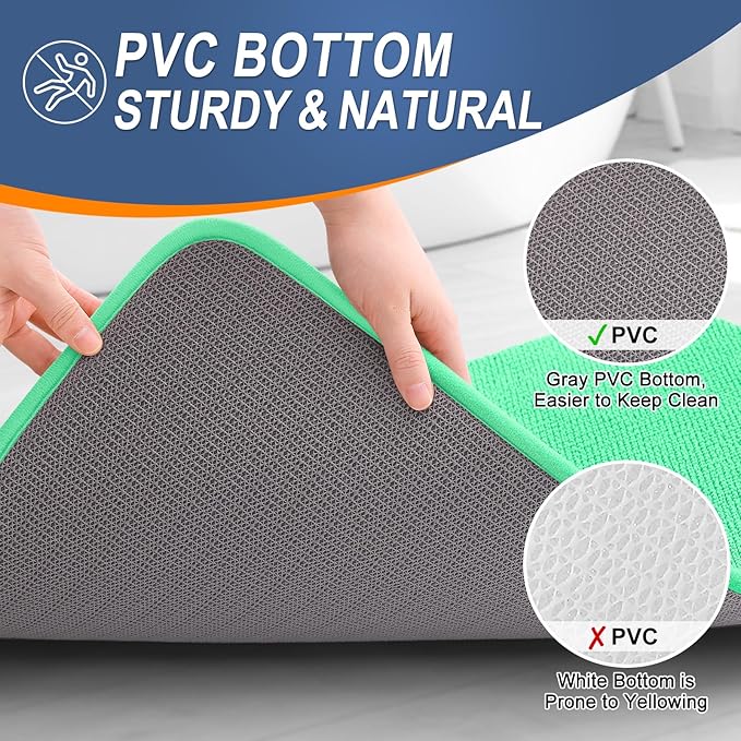 OLANLY Thick Memory Foam Bath Mats Rugs 44x24, Extra Soft Absorbent Bathroom Rug, Quick Dry Bath Mat, Non-Slip, Machine Washable Carpet for Bathroom, Tub and Shower, Home Decor Accessories, Mint Green