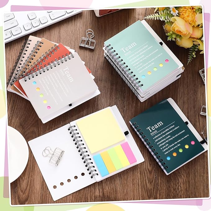 Feifeiya 24 Pcs Employee Appreciation Gifts Bulk Team Recognition Notebooks with Sticky Notes Staff Thank You Gifts for Social Worker Teacher Nurse Coworker Office Motivation Set (Fresh Colors)