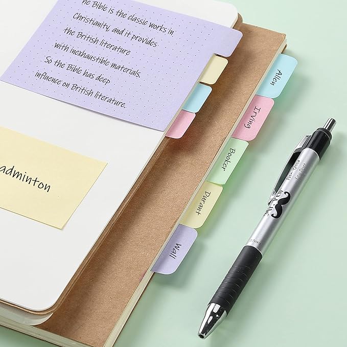 Mr. Pen- Sticky Note Set, 410 Pack, Pastel Colors, Divider Sticky Notes Tabs, Office Supplies, Planner Sticky Note Dividers Tabs, Book Notes, Stocky Notes for Bible Journaling