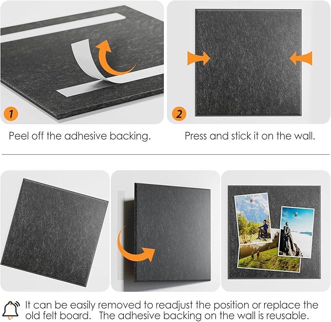 MaxGear Large Cork Board for Wall 36" x 24", Dark Gray Bulletin Board, 6 Pack Felt Wall Tiles with Pushpins, Cork Boards for Office Pin Board Tack Board Cork Boards