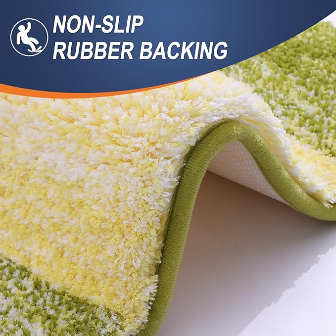 OLANLY Luxury Toilet Rugs U-Shaped 24x20, Extra Soft and Absorbent Microfiber Bathroom Rugs, Non-Slip Plush Shaggy Bath Mat, Machine Wash Dry, Contour Bathroom Mats for Toilet Base, Olive Green