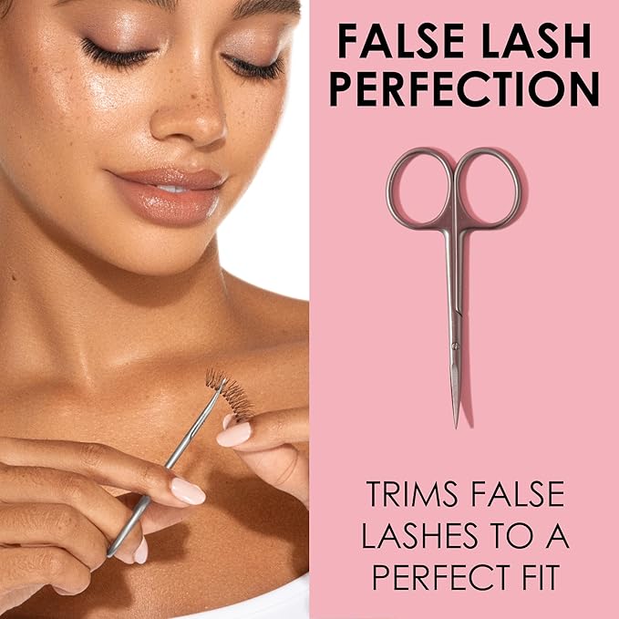 JAPONESQUE Beauty Scissors for Trimming Facial Hair, Brow and Nail Care with Ultra-Sharp, Salon-Quality, Stainless Steel Blades, Curved for Safety and Precision
