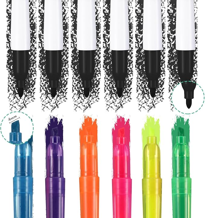 Chinco 30 Pcs Retractable Shuttle Pen Clip with Mini Highlighter Nurse Badge Pen Neon Marker LED Keychain Ring Clip