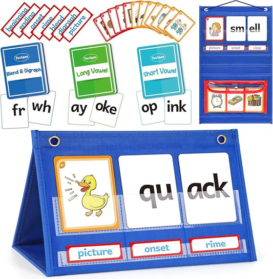 Torlam Blends & Digraphs Pocket Chart, Onset Rime Phonics Games Sight Word Flash Cards, Educational Spelling Reading Learning Blending Board, Elementary Kindergarten Classroom Teachers Must Haves