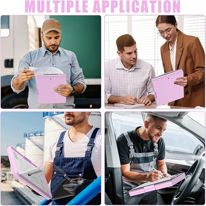 Hongri Clipboard with Storage, PalePink 8.5 x 11 Folder Nursing Side Opening, Heavy Duty with Dual Compartment, Smooth Writing for Teacher, Size 13.3 x 9.4 x 1.5 in, Office & School Supplies