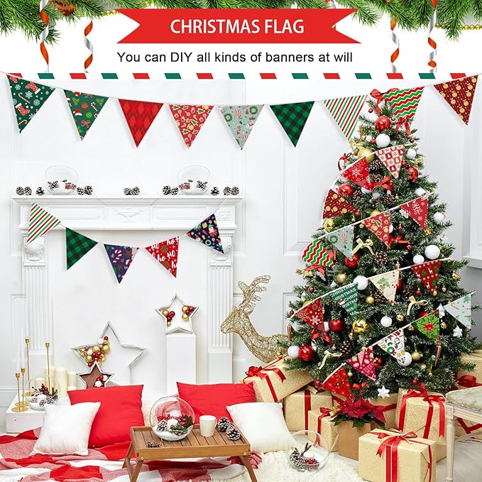Shimeyao 60 Pieces Christmas Fabric Bundles Sewing Quilting Snowman Santa Elk Snowflake Print Fat Quarters Squares Fabric for Patchwork Sewing DIY Crafts Christmas Party Supplies, 7.87 x 7.87 Inch