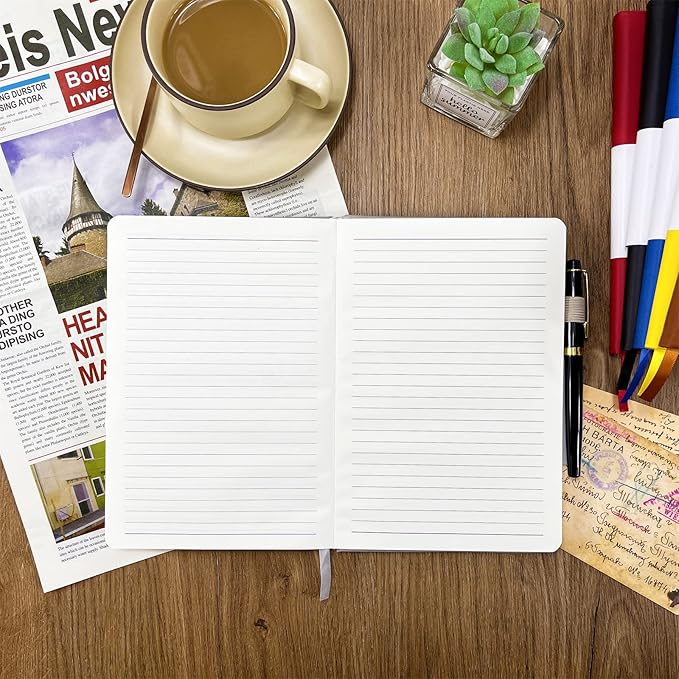 Notebook Journal, College Ruled Notebook Lined A5 160 Pages,Hard Cover Journals for Writing, Notebooks for Work Office School Women Men,5.7 inches x 8.4 inches(Light Grey)