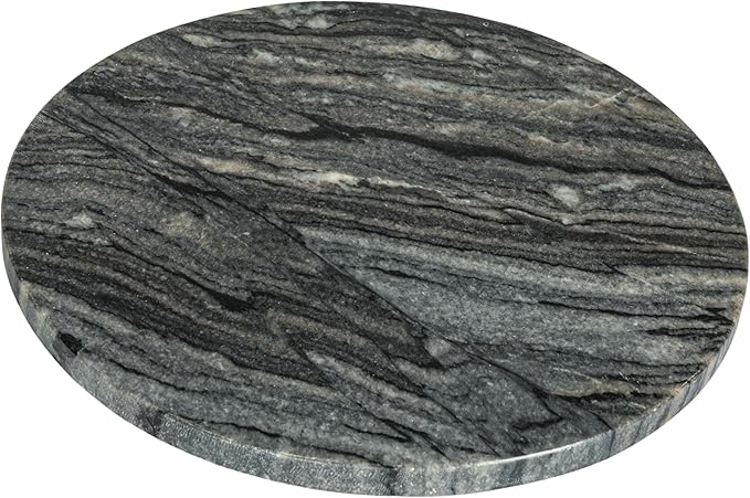 Creative Co-Op Round Marble Charcuterie or Cutting Board, Grey