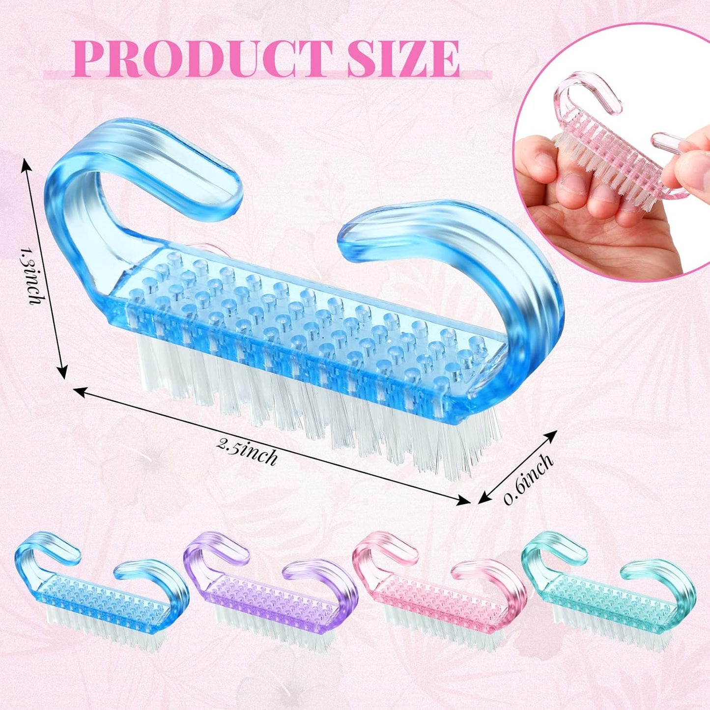 Patelai 12 Pcs Handle Grip Nail Brush Bulk Colorful Nail Scrubber Fingernail Brushes Hand Toes Cleaning Brushes Pedicure Scrubbing Tool for Men and Women, Multicolor Brush