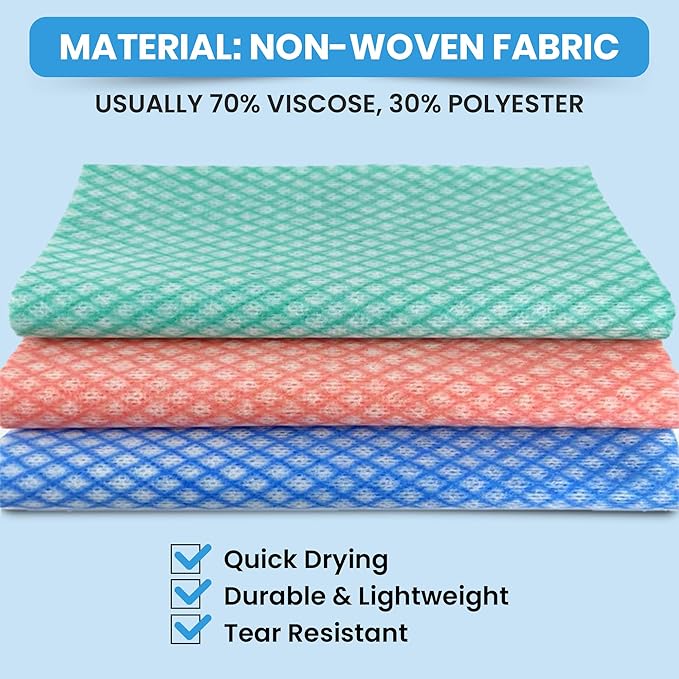 Disposable Cleaning Cloths 50 Packs, 13.8"x15.8" Reusable Kitchen Towels, Soft Absorbent Multipurpose Household Cleaning Towels, Disposable Dish Cloths for Kitchen, Stove, Bathroom, Handy Wipes, Multi